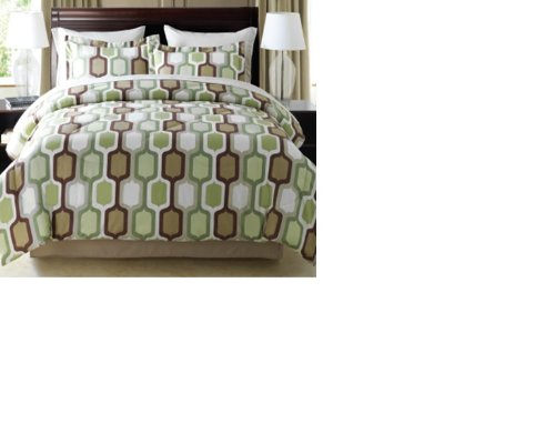 8 Piece / 3 tone sage modern comforter set / Bed in a Bag / Queen size Bedding