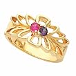 14K Yellow Gold Mother's Ring - 2 Gemstone -- YOU CHOOSE THE COLORS!