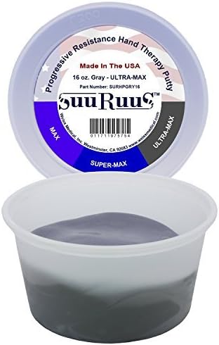 Hand Putty For Strength Training And Physical or Occupational Therapy - 16 oz. Gray (ULTRA-MAX Resistance)