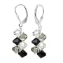 SCER010 Made with Swarovski Elements� Simple Beauty Black Clear Crystal Sterling Silver Leverback 1.5" Dangle Earrings