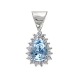 14K White Gold Aquamarine and Diamond Pendant