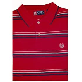Men's Chaps Ralph Lauren Polo Shirt Size XL Short Sleeved Red, Navy & White Striped