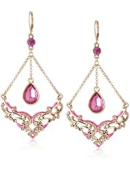 Betsey Johnson "Imperial Princess" Pink and Gold Chandelier Drop Earrings