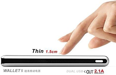 Nicholas Wallet Shape Super Thin 10000mA Li-Polymer Cell Powerbank/Flashlight with LCD Screen, 5V/1.2A&amp;2.1A Dual USB Output Interface for All Devices Surport USB Charging, Golden