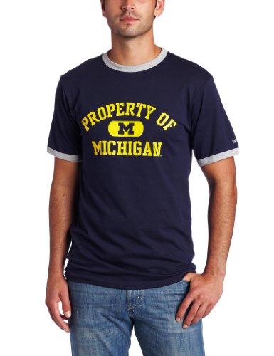 NCAA Mens Michigan Wolverines Ringer T-Shirt (Navy/Oxford, XX-Large)