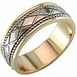 Two Tone Rope Surface with Stylish Crossover Wedding Band