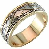 Two Tone Rope Surface with Stylish Crossover Wedding Band