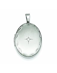 Genuine .925 Sterling Silver & Diamond Side Scallops 19mm Oval Locket 2.7 Grams. 100% Satisfaction Guaranteed.