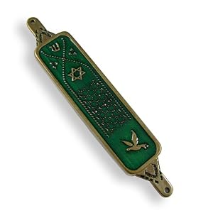 Mezuzah Traditional Green Enamel