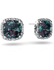 Created Alexandrite 14kt White Gold Earrings