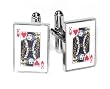 Silver-Tone Men's Cuff Links KING of HEARTS Shaped Cufflinks