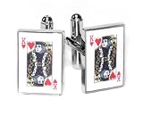 Silver-Tone Men's Cuff Links KING of HEARTS Shaped Cufflinks
