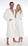 Produkt-Bild: Bademantel Kapuze Saunamantel Morgenmantel, lang, Microfaser Coralfleece "Malibu" f&uuml;r Damen & Herren, woll-weiss Gr&ouml;sse L