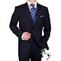 Gino Valentino Made in Italy Mens Suit 3 Button 2pc Canvas Front Jacket Italian Suit Australian Merino Wool / Silk 150s Navy Stripe