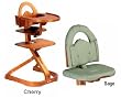 Svan High Chairs from Scandinavian Child with Infant Kit and Cushion, Sage Cushion with Cherry Wood