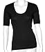 Baby Rib 1/2 Sleeve U-Neck Tee, Black, X-Large