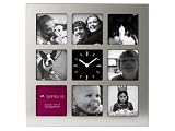 Produkt-Bild: PT HOME HM0180 Bilderrahmenuhr Edelstahloptik 8 Bilder h&auml;ngend mit stehend