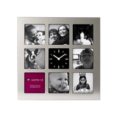 PT HOME HM0180 Bilderrahmenuhr Edelstahloptik 8 Bilder hängend mit stehend