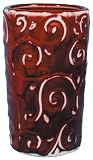 Oxblood red round vase with swirls - porcelain