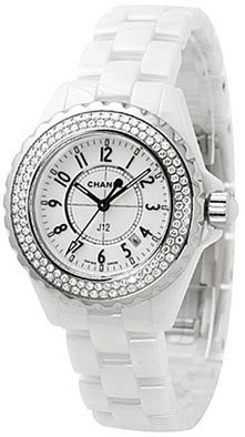 Chanel Women's H0967 J12 Diamonds White Dial Watch