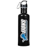 Detroit Lions NFL 26oz Black Stainless Steel Water Bottle (Crimson)