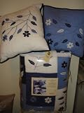 Floral Patchwork Hand Crafted Quilt Set Queen  Blue and White