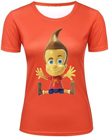 Customized Poly Cotton High Quality Jimmy Neutron Women's T-shirt in Orange