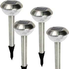 Harvest Brand Pulp Top Stainless Steel Solar Lights (Set of 4)