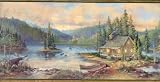Tan Cabin Scenic Wallpaper Border
