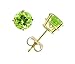 14k Yellow Gold 6mm Round Peridot Stud Earrings title=