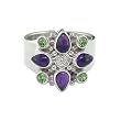 Sterling Silver Amethyst & Peridot Ring by Sajen
