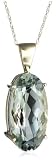 10k Yellow Gold Green Amethyst Pendant, 18"