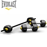 Everlast 50kg Weight Set with Straight Barbell & Dumbells Vinyl Fortek Design