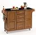 Kitchen Cart With Black Granite Top-Natural Cabinet