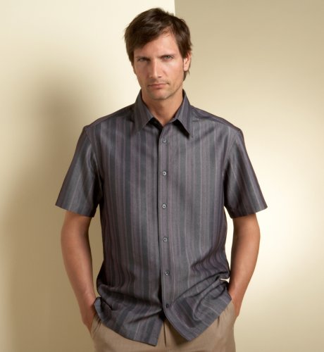 Big & Tall Autograph Textured Stripe Short Sleeve Shirt