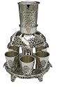 7 Cup Pewter Wine Fountain - Old City of Jerusalem Motif
