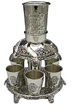 7 Cup Pewter Wine Fountain - Old City of Jerusalem Motif