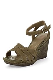 Footglove™ Fashion Leather Spotted Wedge Sandals