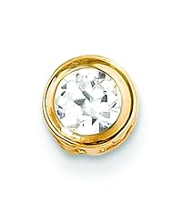14K Gold 5mm Cubic Zirconia Bezel Pendant Jewelry