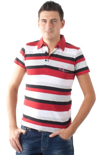 De Puta Madre 69 Herren Poloshirt rot/grau/weiß 