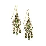 Dancing Gardens Brass Olive & Peridot Hues Earrings