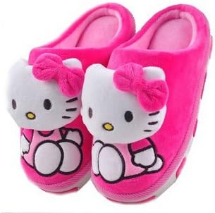 SOCOOL66 Hello Kitty Plush Slippers Warm Cozy Catton Slippers Non-Slip Sole