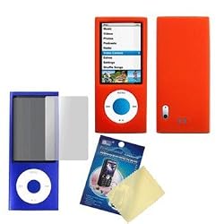Cbus Wireless Orange Silicone Case / Skin / Cover & LCD Screen Protector for Apple iPod Nano - 5th Generation