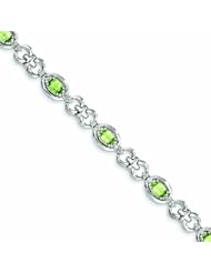 Genuine .925 Sterling Silver Diamond & Peridot Bracelet 10.8 Grams . 100% Satisfaction Guaranteed.