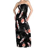 Long Feather Print Strapless Maxi Dress