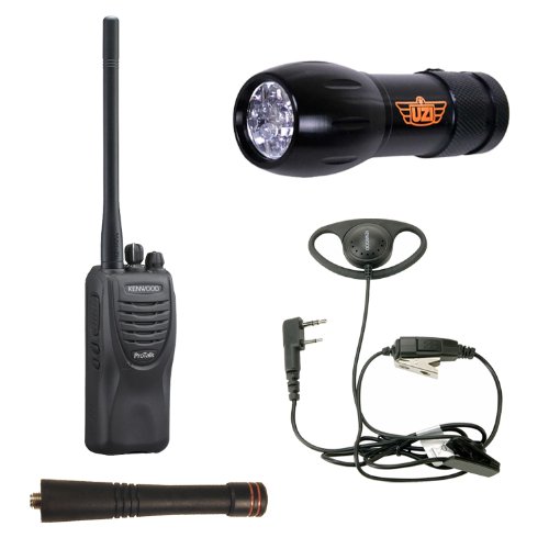 Kenwood TK-2300V16P ProTalk 16-Channel Compact VHF FM Portable Radio + UHF Antenna + Ear Hanger Microphone + LED Flashlight