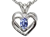 0.27 cts Genuine Tanzanite and Diamond Heart Pendant - 14kt White or Yellow Gold