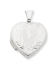 14k Gold Rhodium Daughter Floral 18mm Heart Locket