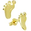 14k Yellow Gold Pretty Feet Stud Earrings