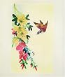 Bird in Flight to Flower Blooms - Chinese Woven Wheat Stalk Picture, Hand Crafted